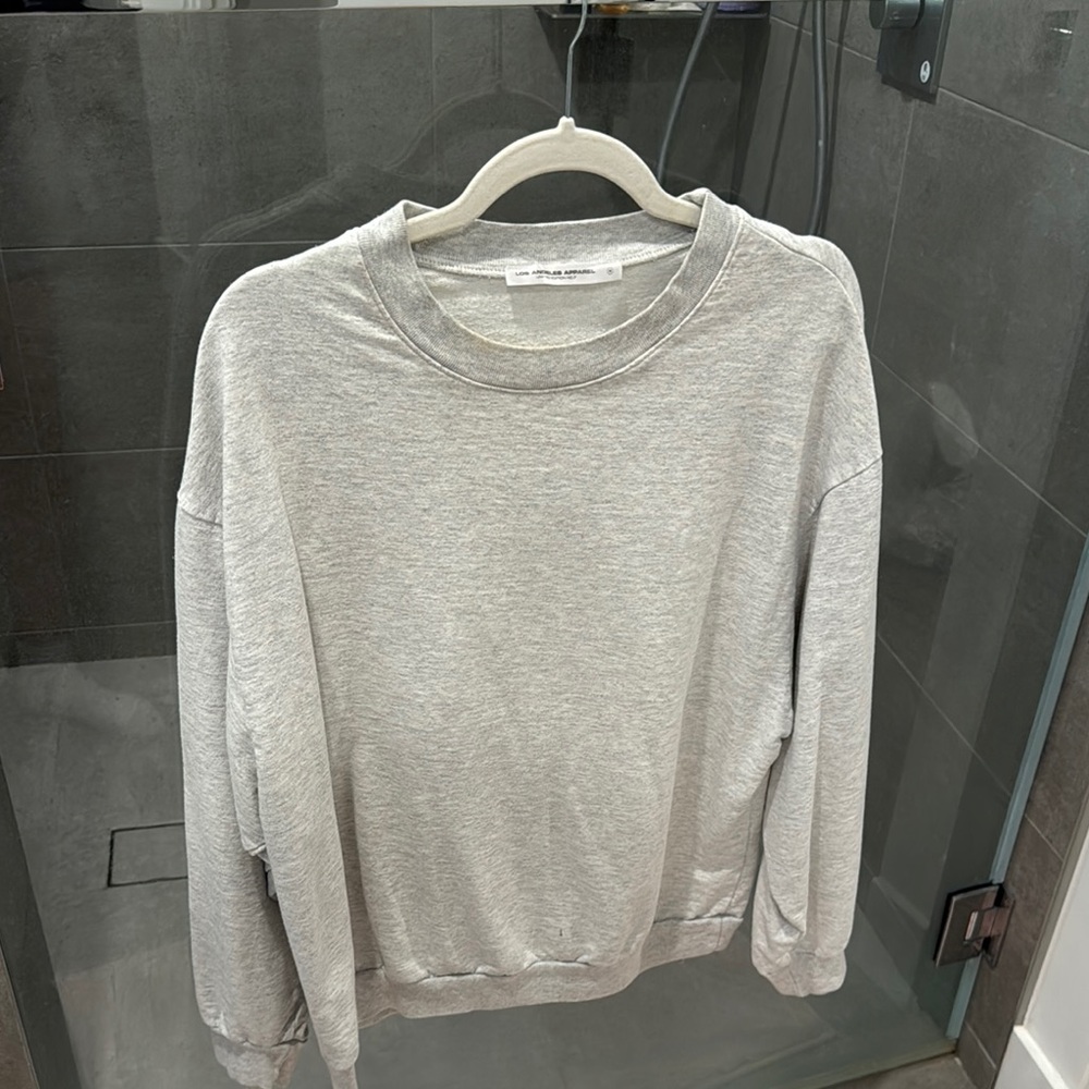 Los Angeles Apparel Gray Crewneck Sweater Soft Cotton Blend